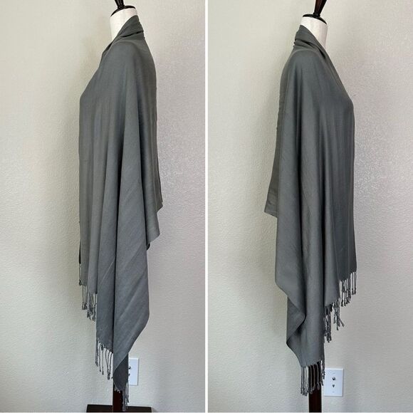 BUNDLE (2) 100% Pashmina Gray Burgundy Scarf - Picture 3 of 13